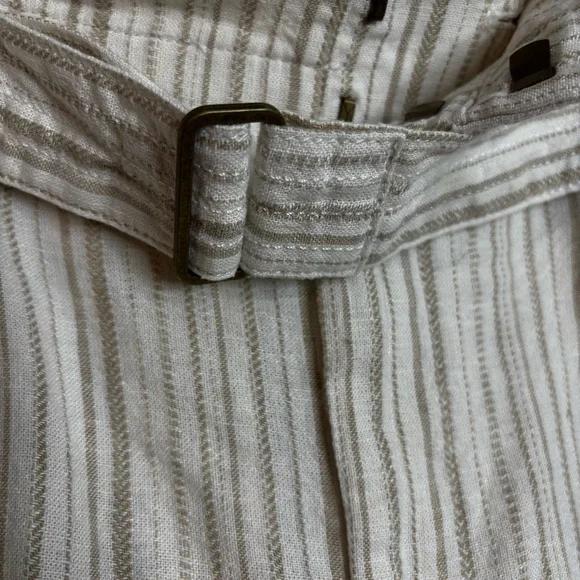 Banana Republic High Waist Beige Striped Shorts Women’s 8 Paper Bag Waist Tie - Picture 7 of 9